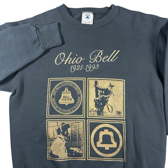 Vintage Ohio Bell Graphic Crewneck Men’s Large USA Delta Black 90s - Picture 1 of 10